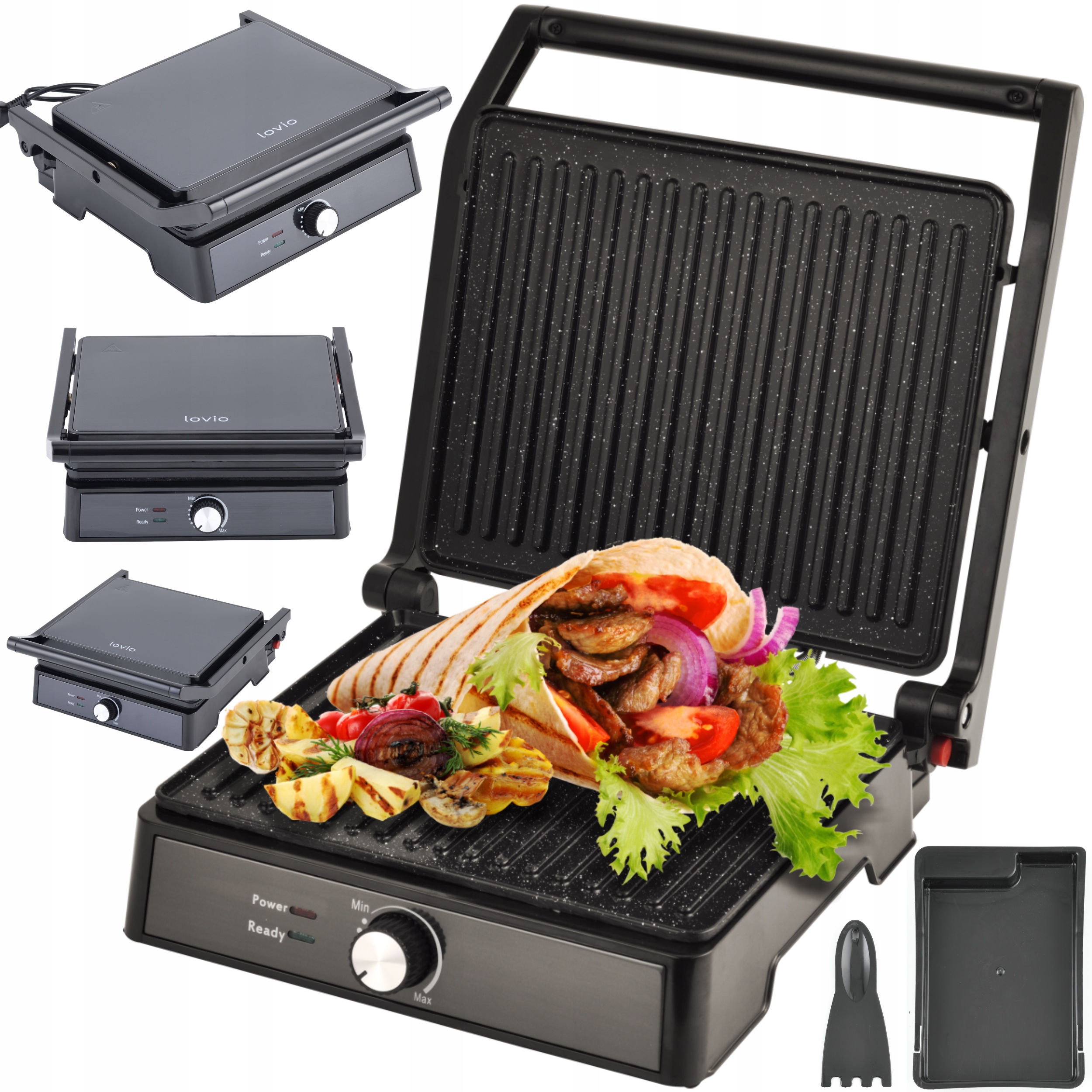 Vaflovač Lovio Elektrický kontaktný gril LVEG001BK 2200 W čierny